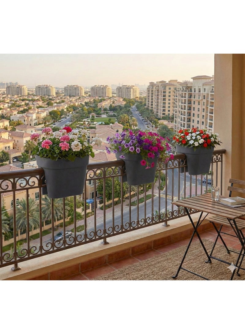 IDEL Self Hanging Flower Planter Pot PBACK – Balcony & Garden Pots with Adjustable Hooks and Self Watering – Durable Premium Hanging Planters – Made in Italy (Anthracite, 30cm) - Image 5